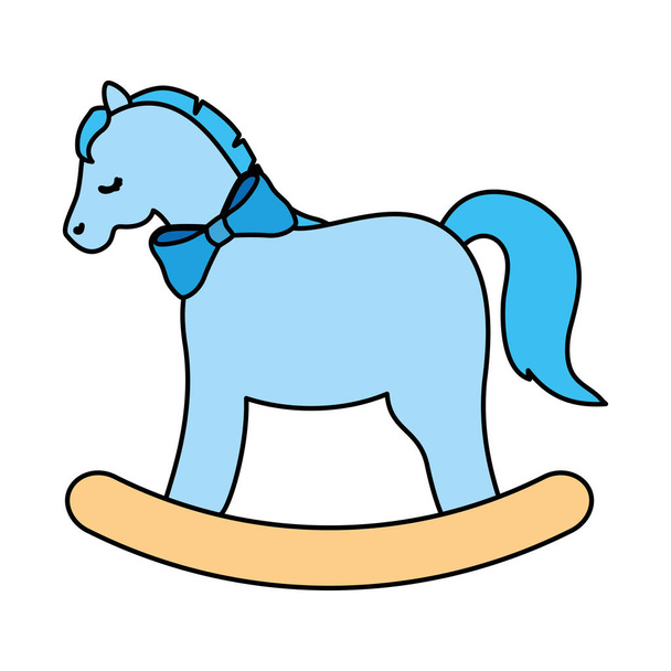 dřevěný kůň hračka izolované ikony - Vektor, obrázek