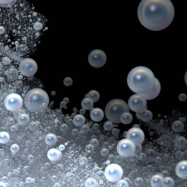 Perles fractales sur fond noir - Illustration 3D
 - Photo, image