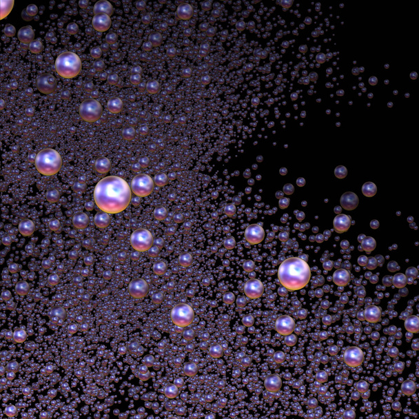 Fractal kralen op zwarte achtergrond - 3d illustratie - Foto, afbeelding