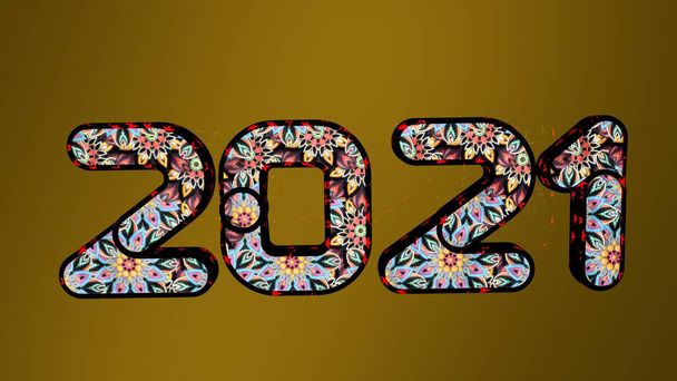 Typographie 2020 sur fond doré. Carte de vœux 2020 avec design coloré décoratif doré
. - Photo, image