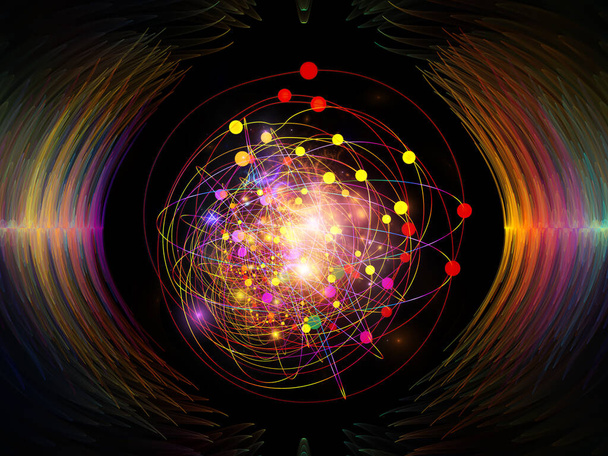 Серія хвильових функцій. Художній фон з кольорових синусоїдних вібрацій, легких і фрактальних елементів для використання з проектами по звуковому еквалайзеру, музичному спектру і квантовій ймовірності
 - Фото, зображення