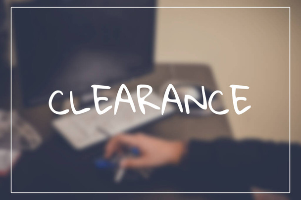Clearance word with business blurring background - Zdjęcie, obraz