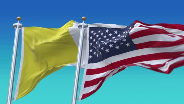 4k Ηνωμένες Πολιτείες της Αμερικής Usa και Βατικανό Εθνική σημαία αδιάλειπτη φόντο. - Πλάνα, βίντεο