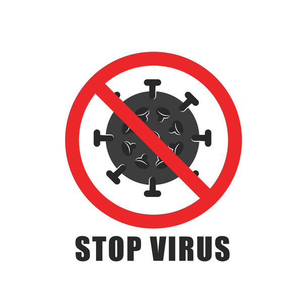 Quarantine icon crossed out by a red line. Abstract virus warning round sign. - Вектор,изображение
