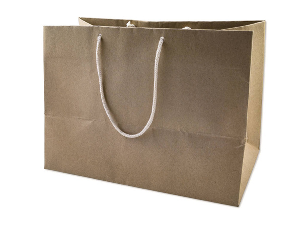 Bruine herbruikbare papieren zak, geïsoleerd. - Foto, afbeelding