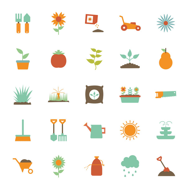Isolated gardening flat style icon set vector design - ベクター画像