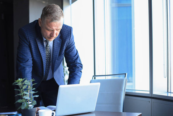 Elegant mature businessman analyzing data while working in office - Foto, Imagen