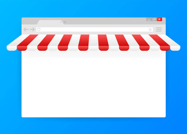 Интернет-шопинг, браузерная концепция. Покупки через браузер. Векторная иллюстрация
 - Вектор,изображение