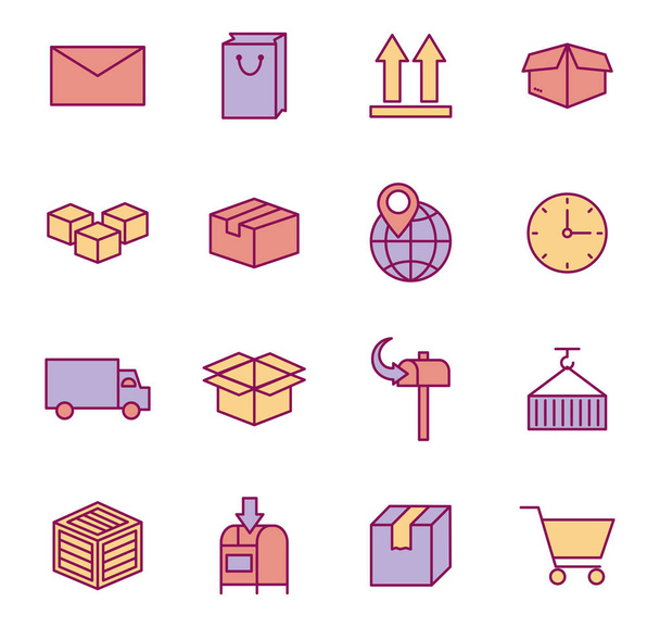 Isolated delivery line and fill style icon set vector design - Διάνυσμα, εικόνα
