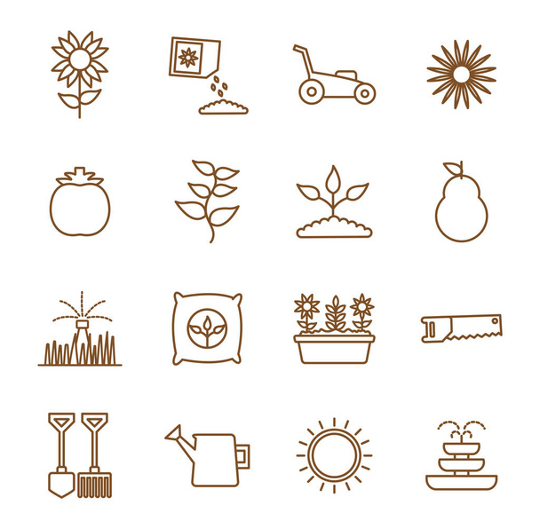 Isolated gardening line style icon set vector design - Vektor, obrázek