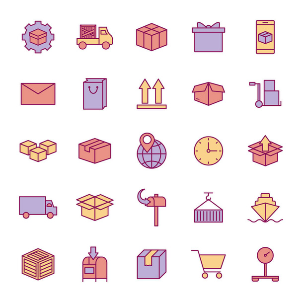 Isolated delivery line and fill style icon set vector design - Διάνυσμα, εικόνα