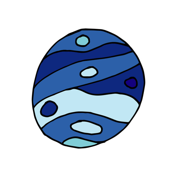 doodle cartoon vector hand drawn sketch illustration of planet Jupiter Neptune on white - Vektor, Bild