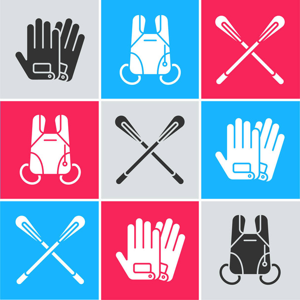 Set Handschuhe, Fallschirm und Paddel-Symbol. Vektor - Vektor, Bild