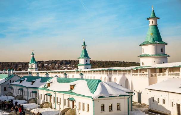Inner yard of New Jerusalem Monastery with fortified walls and towers, Istra, Moscow region, Russia - Photo, Image