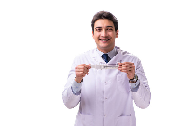 Fiatal férfi orvos szemész izolált fehér - Fotó, kép