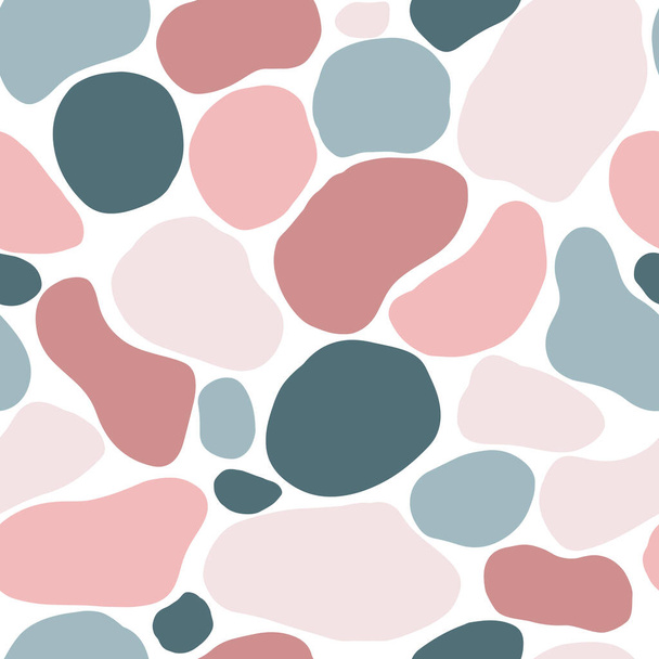 Minimalistic seamless spot pattern. Vector hand drawn illustration in pastel colors. A simple background ideal for printing, textile, fabric, wallpaper, social media design - Vector, Image
