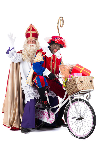 Bisiklet üzerinde siyah pete ve Sinterklaas - Fotoğraf, Görsel