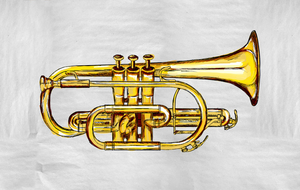 Trumpet Painting Image - Valokuva, kuva