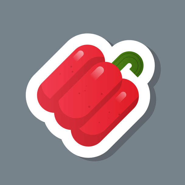 fresh red pepper sticker tasty vegetable icon healthy food concept - Vector, afbeelding