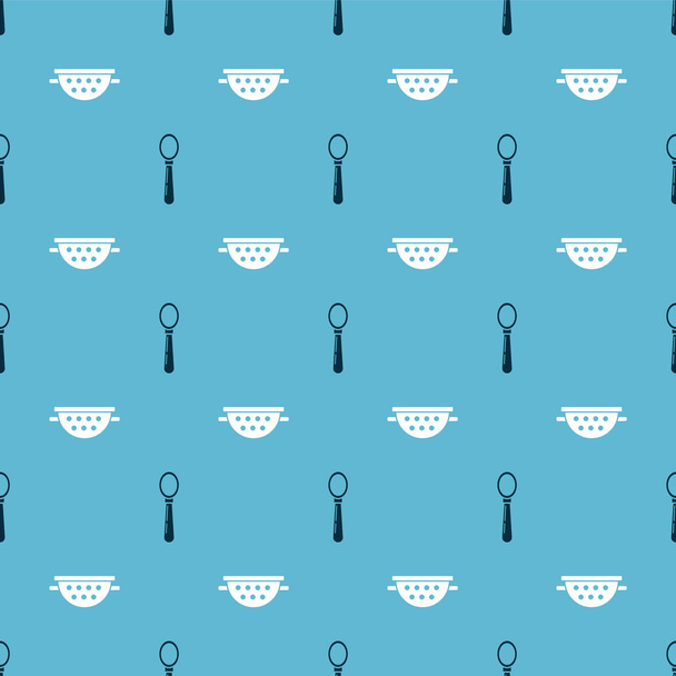 Set Spoon  and Kitchen colander  on seamless pattern. Vector - Vector, imagen
