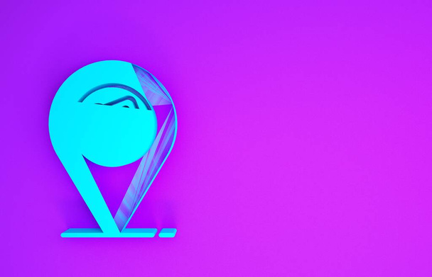 Ікона синього казино ізольована на фіолетовому фоні. Ікона в кості. Концепція мінімалізму. 3d Illustrated 3d render - Фото, зображення