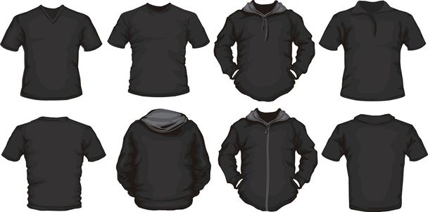 zwarte mannelijke shirts sjabloon - Vector, afbeelding