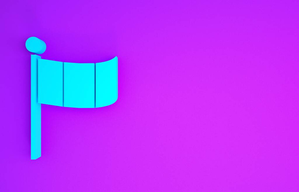 Bandera de Irlanda Nacional Azul icono aislado sobre fondo púrpura. Concepto minimalista. 3D ilustración 3D render
 - Foto, Imagen