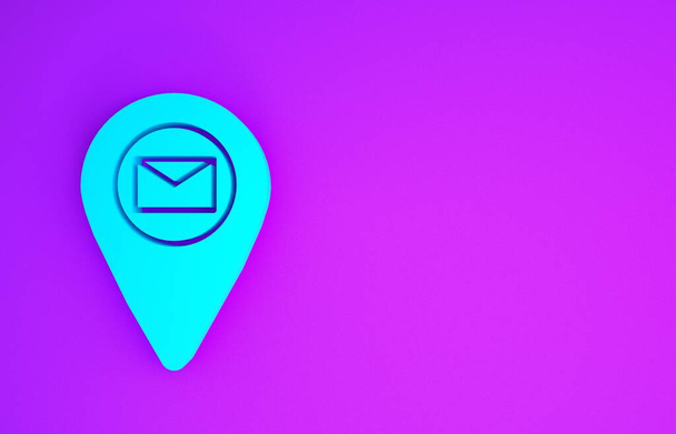 Porte-espace bleu sur papier carte en perspective icône isolée sur fond violet. Concept de minimalisme. Illustration 3D rendu 3D
 - Photo, image