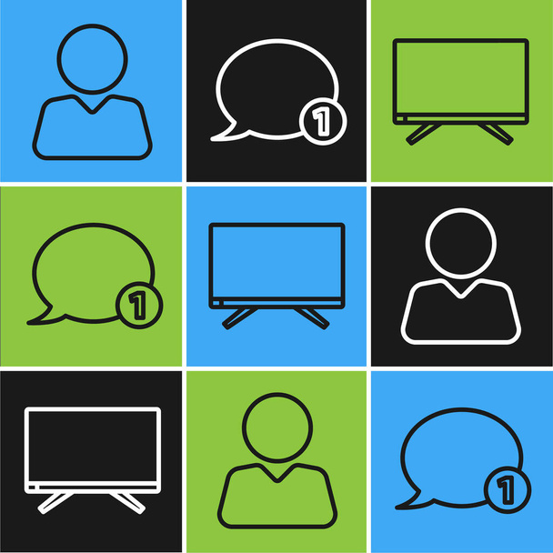 Set line Add to friend, Smart Tv and Speech bubble chat icon. Vector - Vector, Image