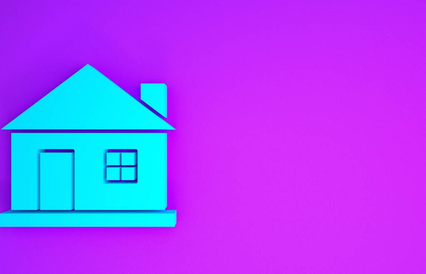 Синий Дом значок изолирован на фиолетовом фоне. Домашний символ Концепция минимализма. 3D-рендеринг
 - Фото, изображение