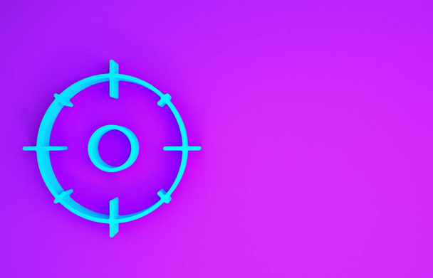 Blue Target sport for shooting competition icon isolated on purple background. Clean target with numbers for shooting range or shooting. Minimalism concept. 3d illustration 3D render - Photo, Image