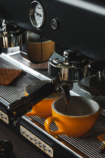 Brewing Espresso Coffee on the Coffee Machine  - Foto, Imagen