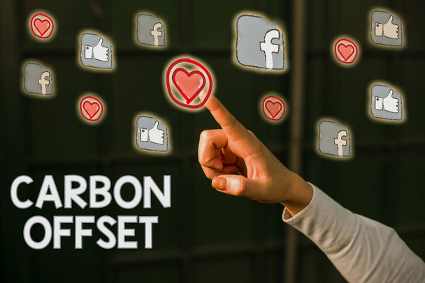Käsitteellinen käsin kirjoittaminen osoittaa Carbon Offset. Business photo showcasing Hiilidioksidi- tai muiden kaasupäästöjen vähentäminen
. - Valokuva, kuva