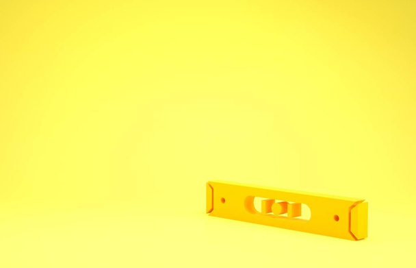 Costruzione gialla bolla livello icona isolata su sfondo giallo. Impermeabili, strumenti di misura, strumenti di misura. Concetto minimalista. Illustrazione 3d rendering 3D - Foto, immagini
