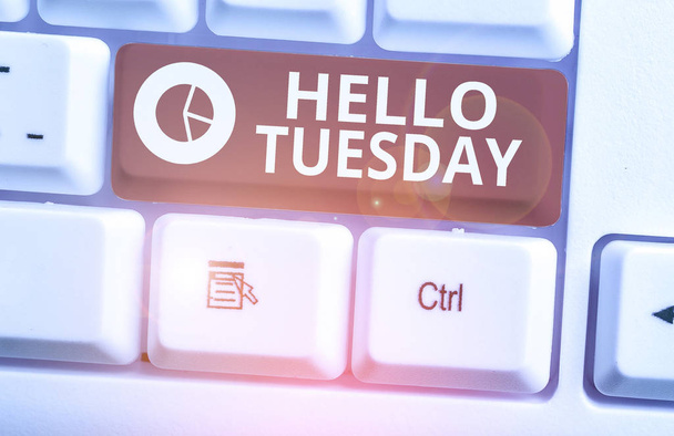 Word writing text Hello Tuesday. Business concept for a greeting or warm welcome to the third day of the week. - Photo, Image