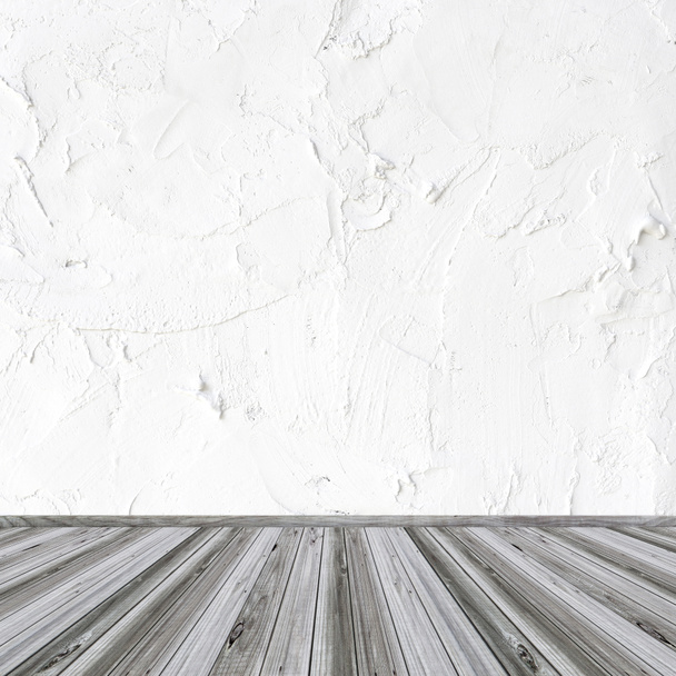 beyaz duvar ve ahşap döşeme arka planı - Fotoğraf, Görsel