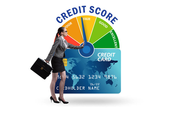 Femme d'affaires essayant d'améliorer la cote de crédit
 - Photo, image