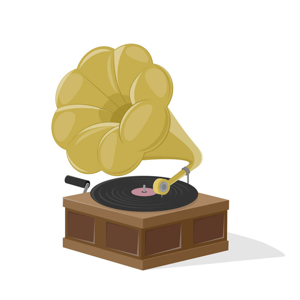 cartoon illustration of a gramophone - Vector, Image