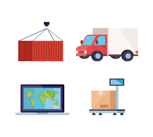 set of delivery logistic service icons - Vector, Image