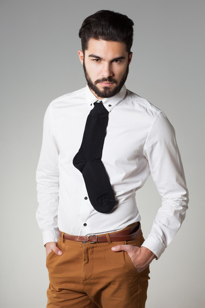 aantrekkelijke sexy man met een stropdas Sok - Foto, afbeelding