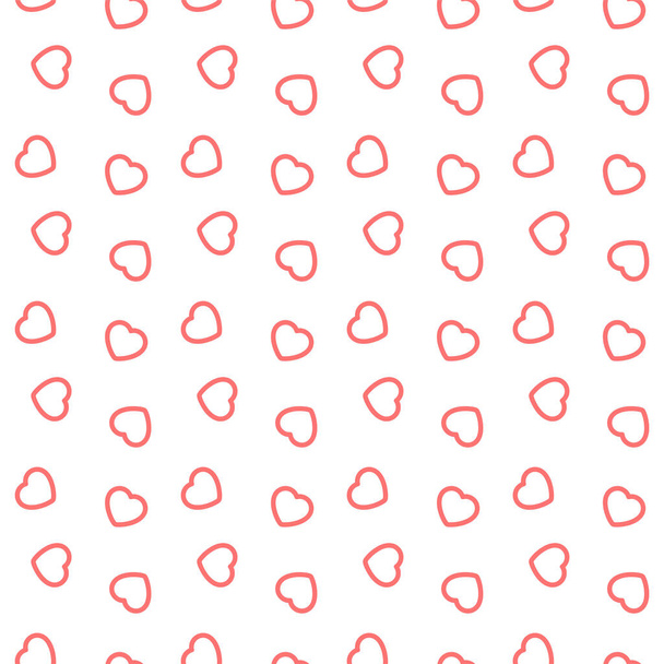 Cute pattern. The seamless background of outlined hearts on white background. Vector 8 EPS - Vektori, kuva