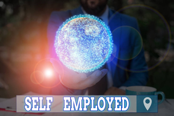 Word writing text Self Employed. Business concept for owner of a business rather than for an employer Freelancer Elements of this image furnished by NASA. - Photo, Image