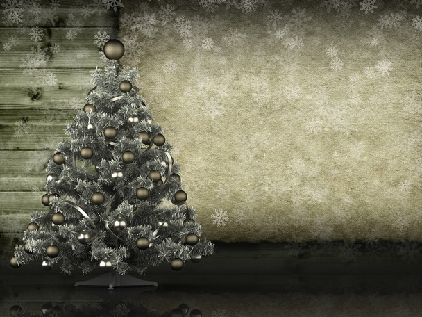 karácsonyi háttér - fa és lemez üres papír - Fotó, kép