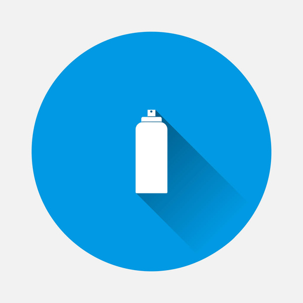 Spray ikon kék háttér. Lapos kép hosszú árnyalattal.Rétegek csoportosítva a könnyű szerkesztés illusztráció. A tervezéshez.. - Vektor, kép