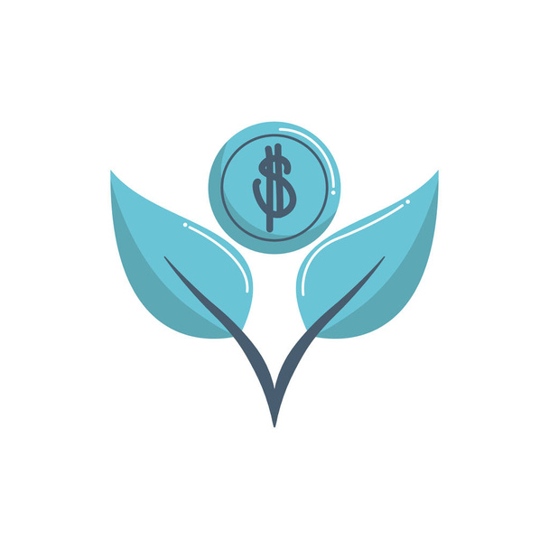 plant coins growth money business financial color tone and fill - Vector, Image