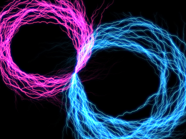 Branched Lightning Discharge - Pink and Cyan Round Plasm - Photo, Image