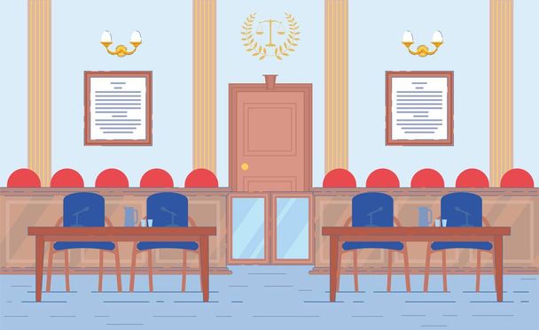 Courthouse Room with Prosecutor and Lawyer Place. - Вектор, зображення
