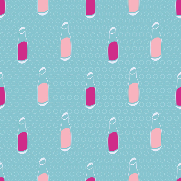 pink juice bottles seamless vector pattern on blue - Vector, Image
