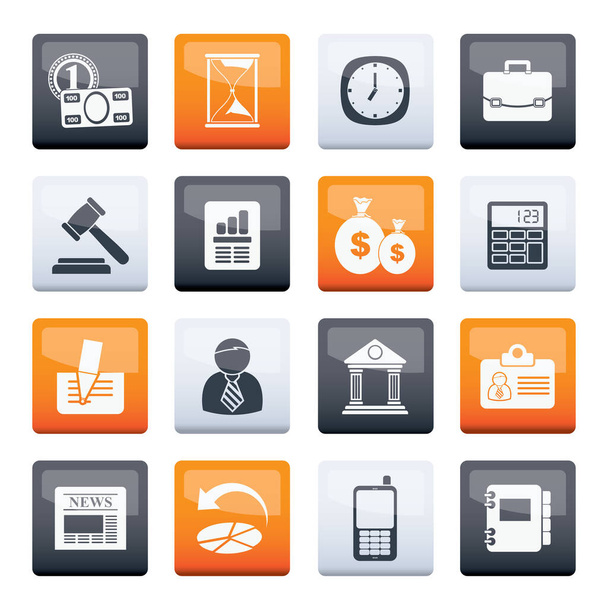Iconos de negocios, oficina y finanzas sobre fondo de color - Conjunto de iconos vectoriales
 - Vector, Imagen