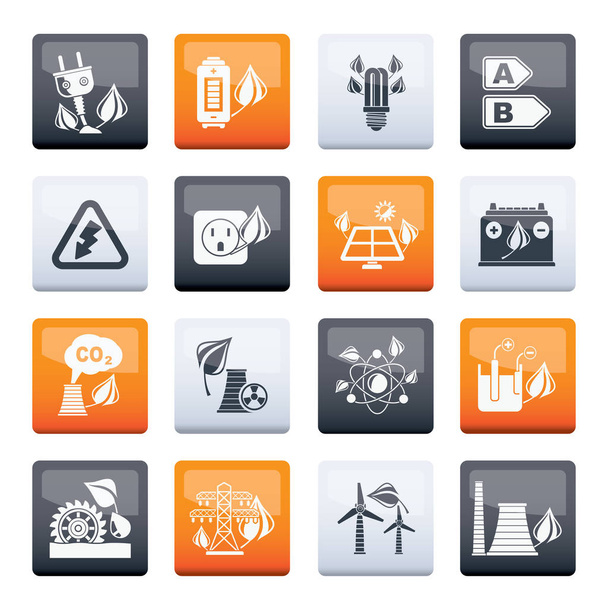 Green energy and environment icons over color background - vector icon set - Vector, Image